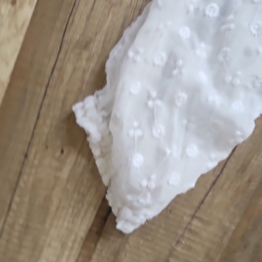 Hollister White Sheer Puff Sleeve Cropped Peassnt Top - Picture 7 of 9